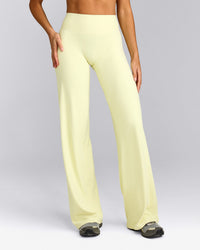 SoftMotion™ Straight Leg Pants with Gray Logo | Pastel Yellow