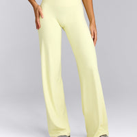 SoftMotion™ Straight Leg Pants with Gray Logo | Pastel Yellow