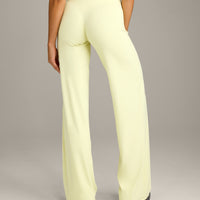 SoftMotion™ Straight Leg Pants with Gray Logo | Pastel Yellow