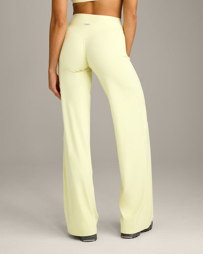 SoftMotion™ Straight Leg Pants with Gray Logo | Pastel Yellow