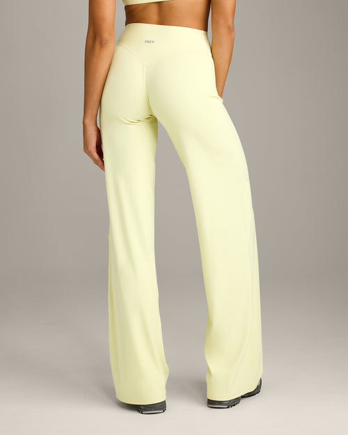 SoftMotion™ Straight Leg Pants with Gray Logo | Pastel Yellow