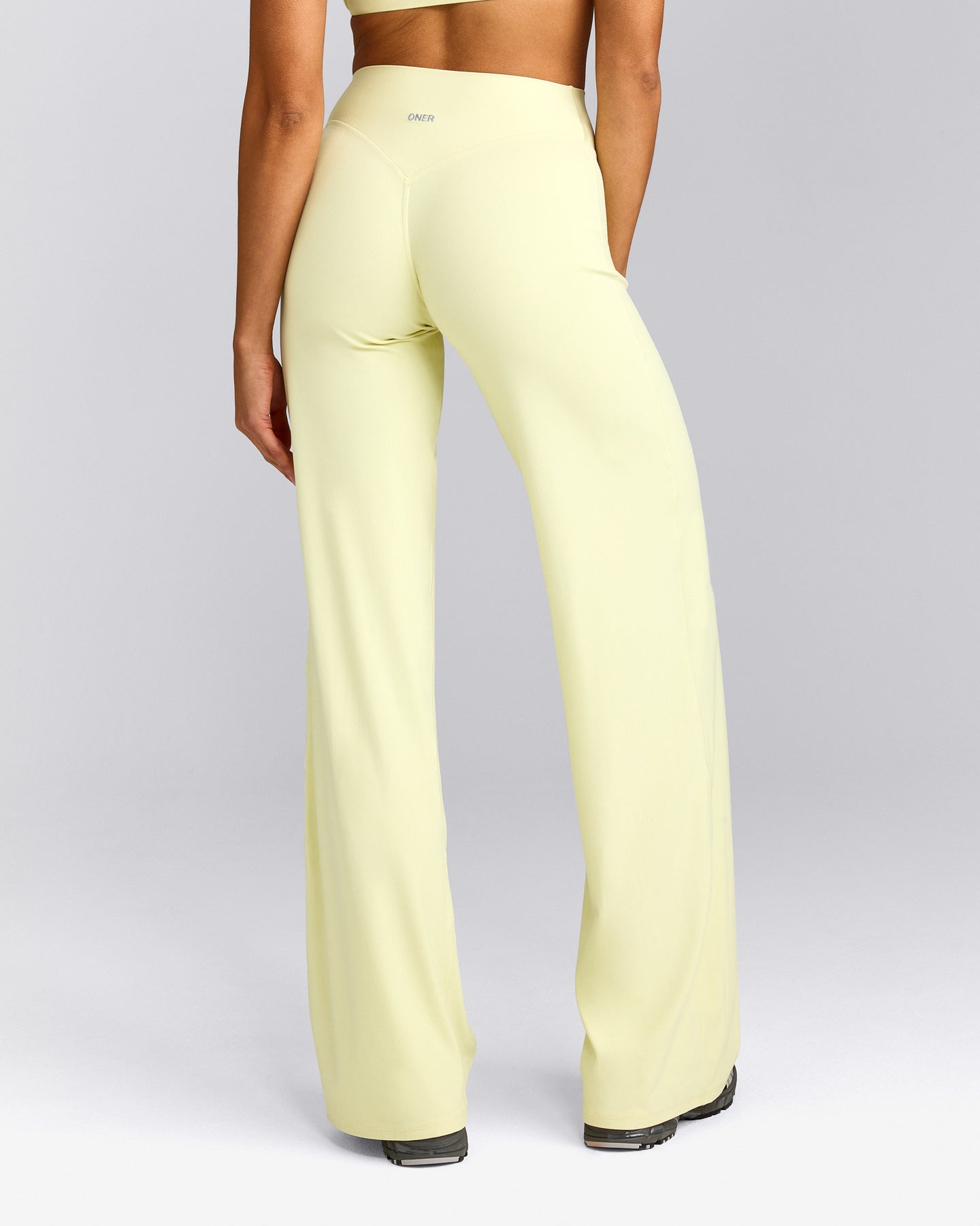 SoftMotion™ Straight Leg Pants with Gray Logo | Pastel Yellow