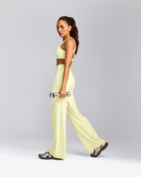 SoftMotion™ Straight Leg Pants with Gray Logo | Pastel Yellow