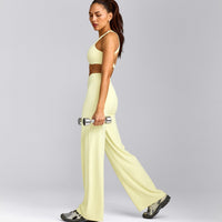 SoftMotion™ Straight Leg Pants with Gray Logo | Pastel Yellow