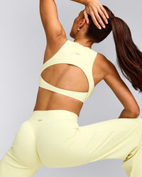 SoftMotion™ Straight Leg Pants with Gray Logo | Pastel Yellow