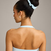 SoftMotion™ Scrunchie with Gray Logo | Cloud Blue