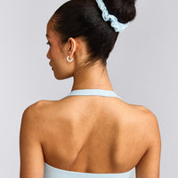 SoftMotion™ Scrunchie with Gray Logo | Cloud Blue