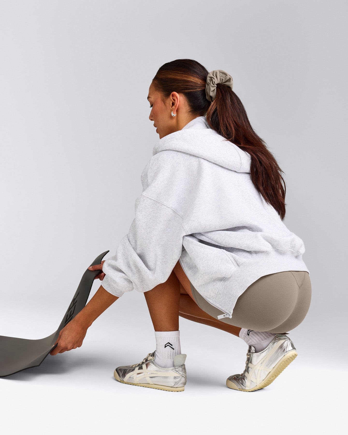 SoftMotion™ Scrunchie with Gray Logo | Minky
