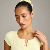 SoftMotion™ Scrunchie with Gray Logo | Pastel Yellow
