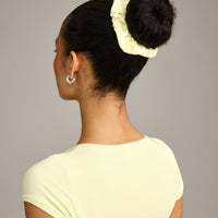 SoftMotion™ Scrunchie with Gray Logo | Pastel Yellow