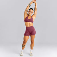 EnhanceLift™ Seamless High Rise Shorts New Branding | Burnt Maroon Red