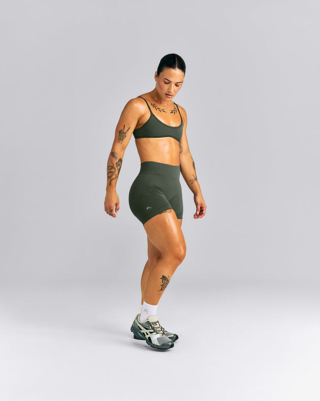 EnhanceLift™ Seamless Mid Rise Shorts New Branding | Dark Khaki