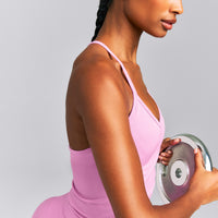 EnhanceLift™ Seamless Strappy Racer Tank Top with Built in Bra New Branding | Rose Pink