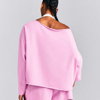 Cotton Vintage Lounge Off-The-Shoulder Sweatshirt | Rose Pink