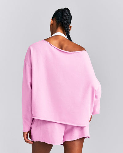 Cotton Vintage Lounge Off-The-Shoulder Sweatshirt | Rose Pink