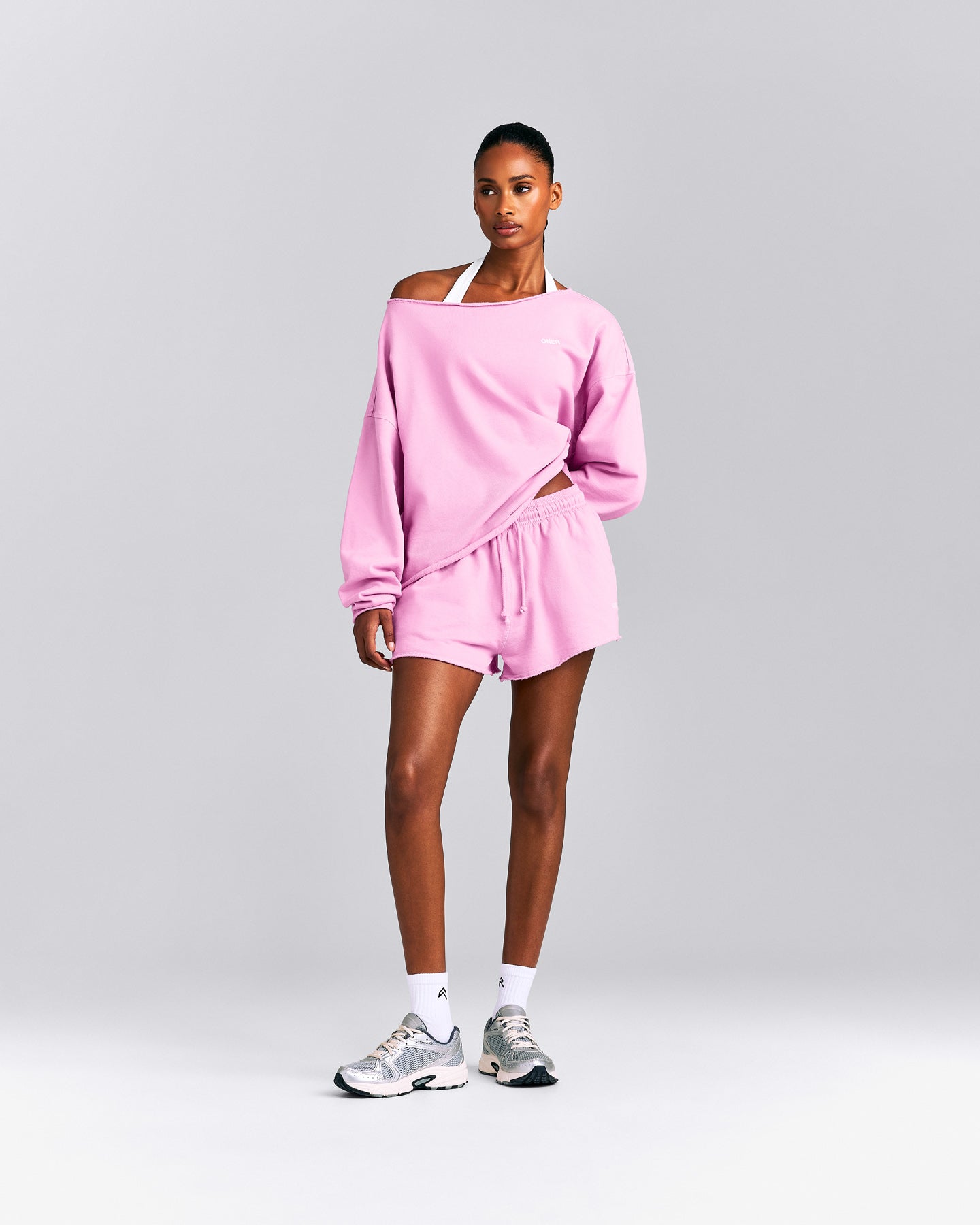 Cotton Vintage Lounge Off-The-Shoulder Sweatshirt | Rose Pink