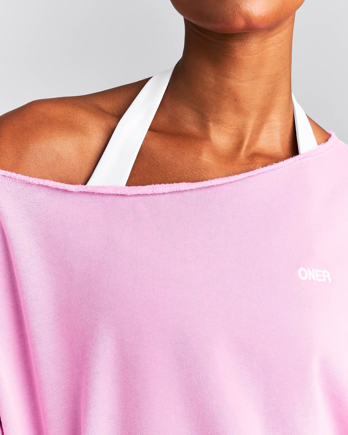 Cotton Vintage Lounge Off-The-Shoulder Sweatshirt | Rose Pink