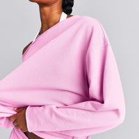 Cotton Vintage Lounge Off-The-Shoulder Sweatshirt | Rose Pink