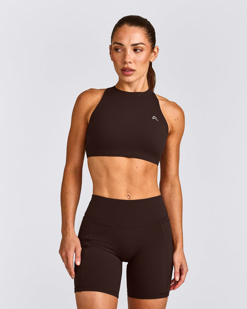 EasyLift™ High Neck Sports Bra | 70% Cocoa