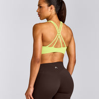 EasyLift™ High Neck Sports Bra with Gray Logo | Citrus Green