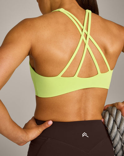 EasyLift™ High Neck Sports Bra with Gray Logo | Citrus Green