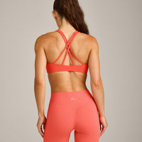 EasyLift™ High Neck Sports Bra with Gray Logo | Hyper Orange