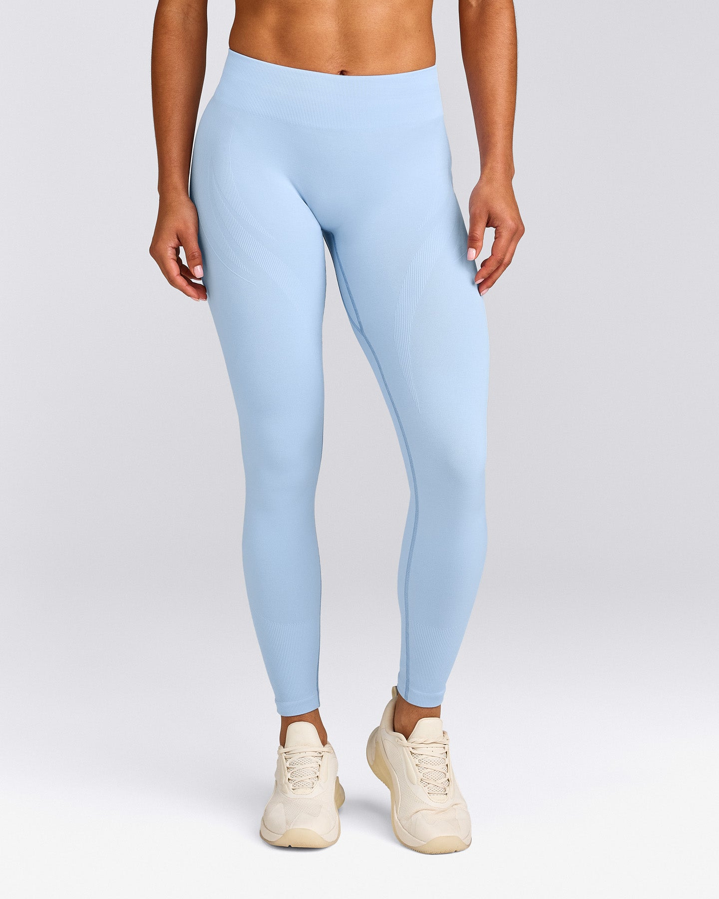EnhanceLift™ Seamless Leggings with Gray Logo | Powdered Blue