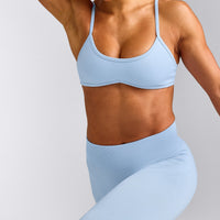 EnhanceLift™ Seamless Leggings with Gray Logo | Powdered Blue