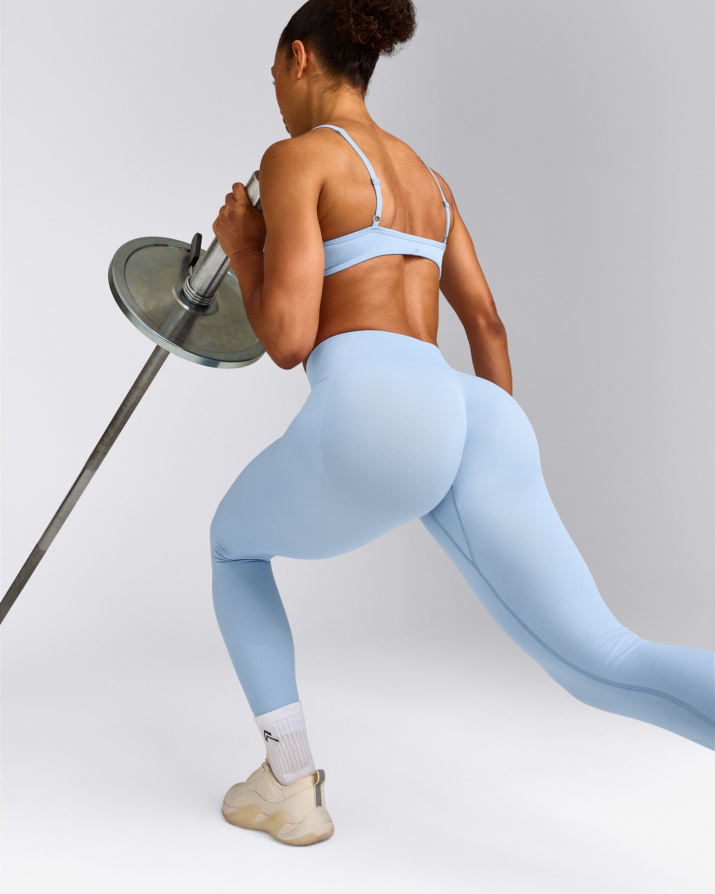 EnhanceLift™ Seamless Leggings with Gray Logo | Powdered Blue