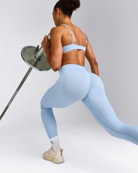 EnhanceLift™ Seamless Leggings with Gray Logo | Powdered Blue