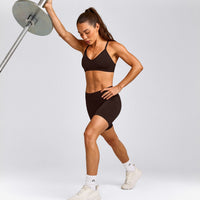 EnhanceLift™ Seamless Shorts with Gray Logo | 70% Cocoa