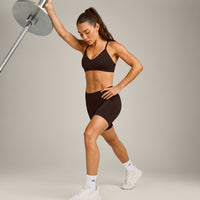 EnhanceLift™ Seamless Shorts with Gray Logo | 70% Cocoa