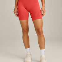 EnhanceLift™ Seamless Shorts with Gray Logo | Dark Charged Coral