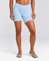 EnhanceLift™ Seamless Shorts with Gray Logo | Powdered Blue