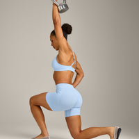 EnhanceLift™ Seamless Shorts with Gray Logo | Powdered Blue