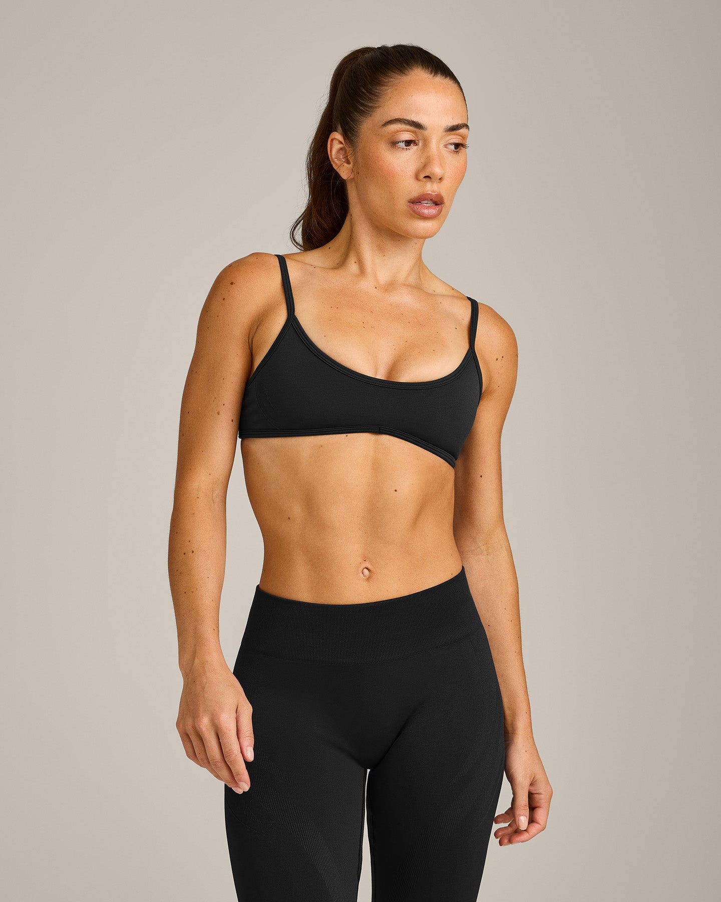 EnhanceLift™ Seamless Minimal Bralette with Gray Logo | Black