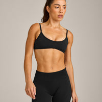 EnhanceLift™ Seamless Minimal Bralette with Gray Logo | Black