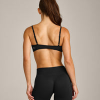 EnhanceLift™ Seamless Minimal Bralette with Gray Logo | Black