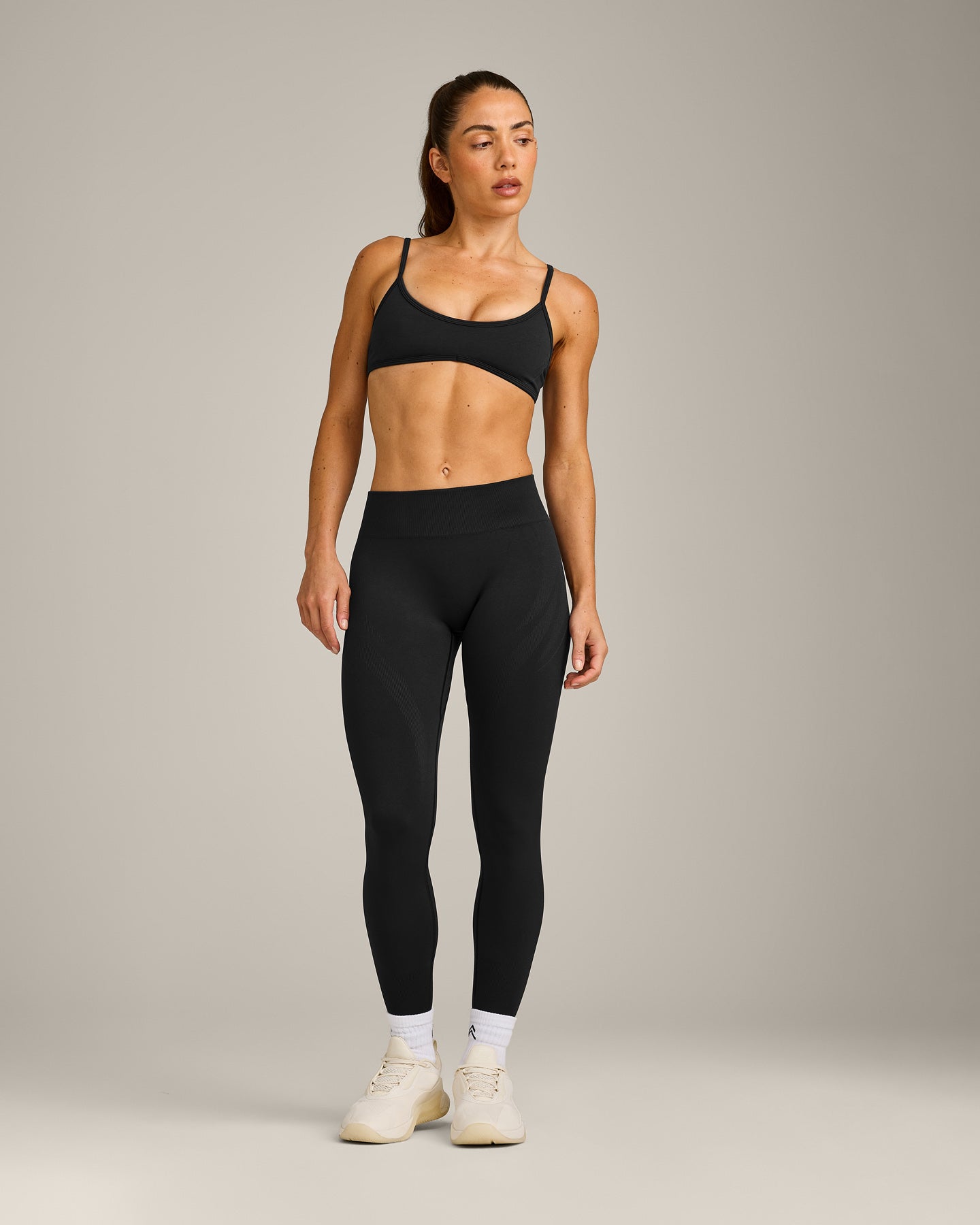 EnhanceLift™ Seamless Minimal Bralette with Gray Logo | Black