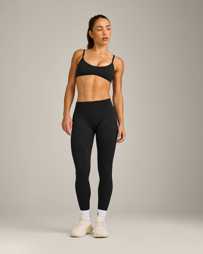 EnhanceLift™ Seamless Minimal Bralette with Gray Logo | Black