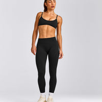 EnhanceLift™ Seamless Minimal Bralette with Gray Logo | Black