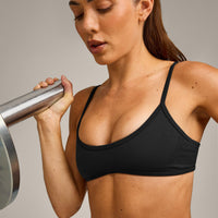 EnhanceLift™ Seamless Minimal Bralette with Gray Logo | Black