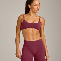 EnhanceLift™ Seamless Minimal Bralette with Gray Logo | Burnt Maroon Red