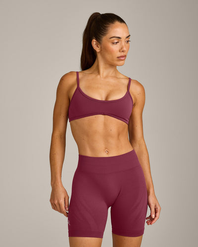 EnhanceLift™ Seamless Minimal Bralette with Gray Logo | Burnt Maroon Red