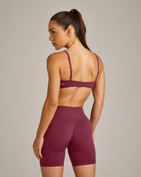 EnhanceLift™ Seamless Minimal Bralette with Gray Logo | Burnt Maroon Red