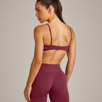 EnhanceLift™ Seamless Minimal Bralette with Gray Logo | Burnt Maroon Red