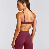 EnhanceLift™ Seamless Minimal Bralette with Gray Logo | Burnt Maroon Red
