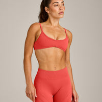 EnhanceLift™ Seamless Minimal Bralette with Gray Logo | Dark Charged Coral