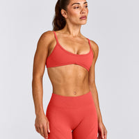 EnhanceLift™ Seamless Minimal Bralette with Gray Logo | Dark Charged Coral