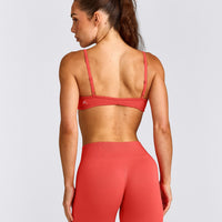 EnhanceLift™ Seamless Minimal Bralette with Gray Logo | Dark Charged Coral